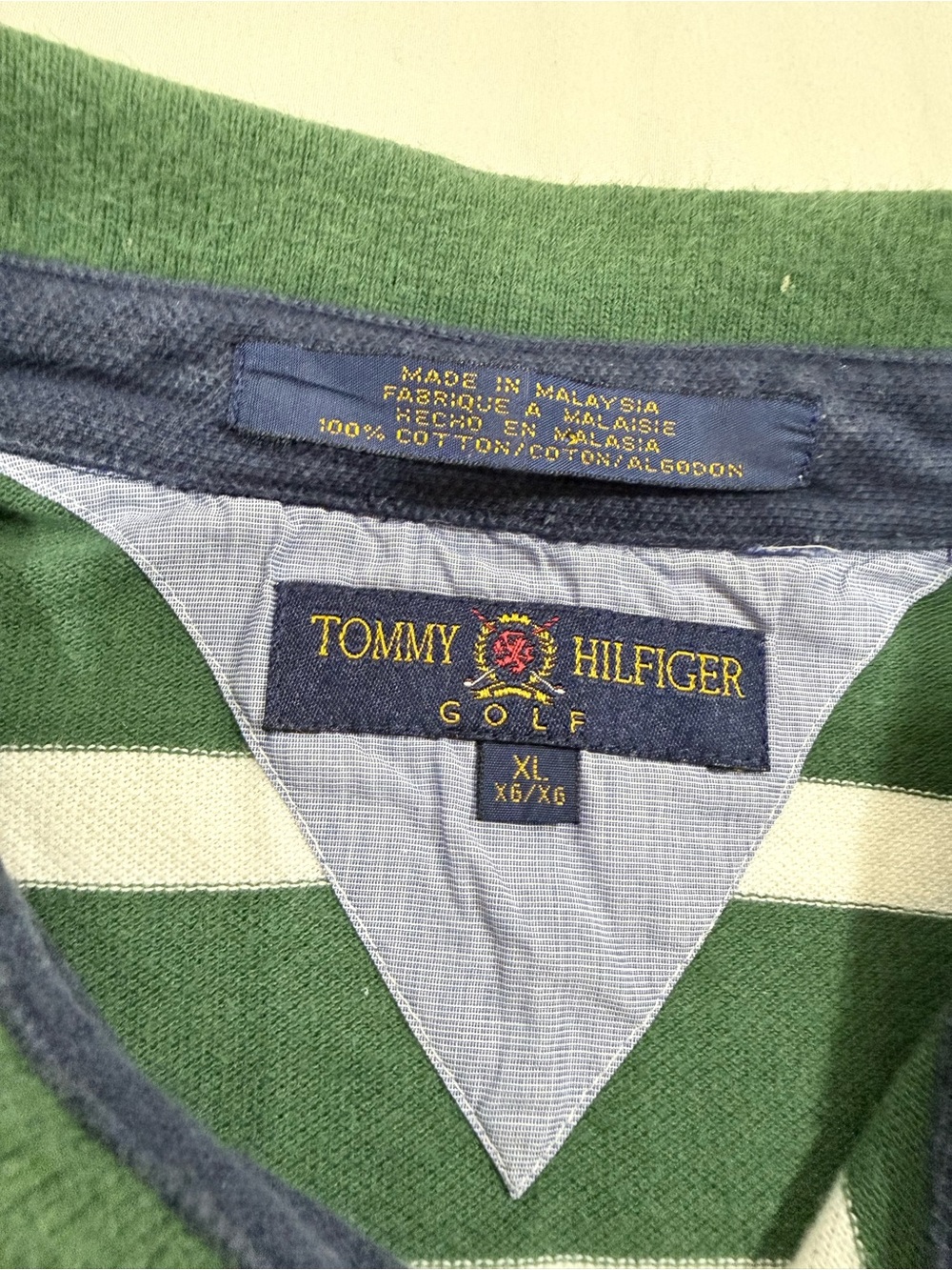 Tommy Hilfiger Green, Navy & White Striped Men’s Polo - Picture 5 of 9